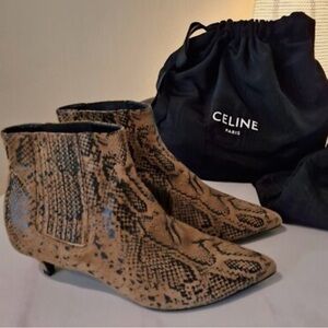 Celine Snake Print Ankle Boot